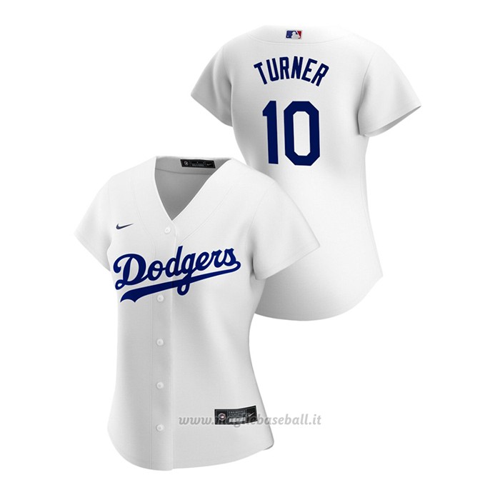 Maglia Baseball Donna Los Angeles Dodgers Justin Turner 2020 Replica Primera Bianco
